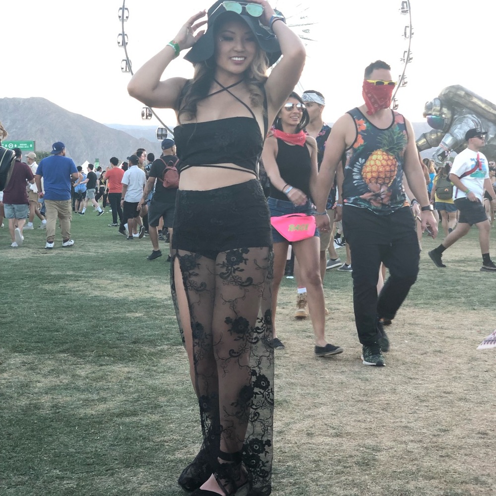 Lucy in the Sky Black Lace Two Piece Outfit